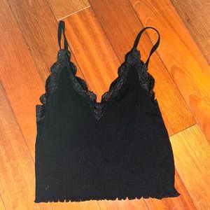 Cute black lace crop top